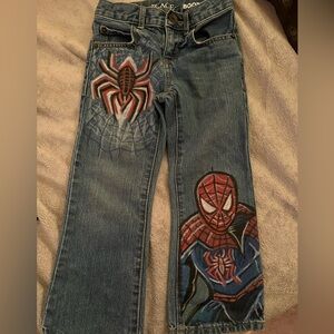 HAND PAINTED by ME- Spider-ManThemed Blue Jeans For Boys